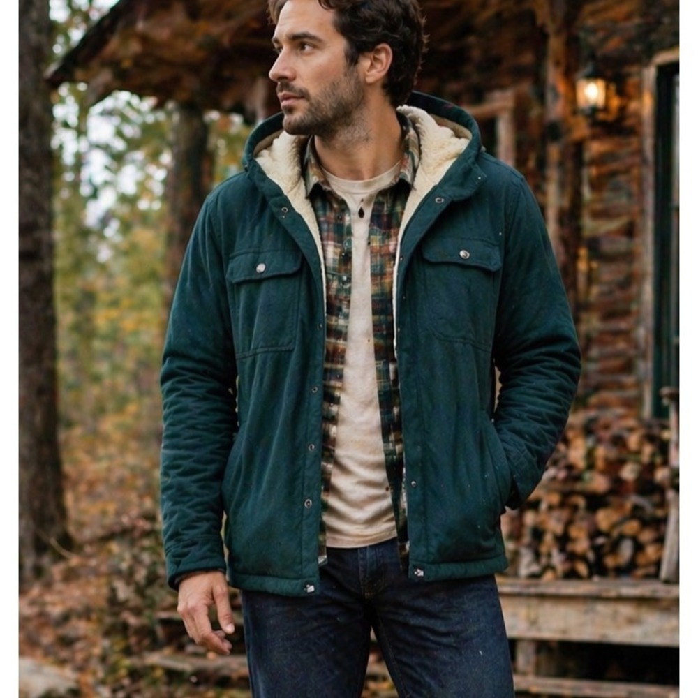 The North Face Men Hooded Campshire Shirt Jacket XL Green Cabincore Cozy Shacket